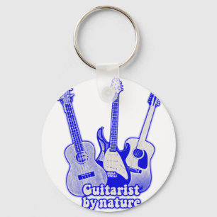 Chaveiro Guitarrista por natureza. Guitarras azuis retro