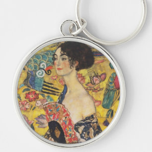 Chaveiro Gustav Klimt Lady Com Pintura Fan Art Nouveau
