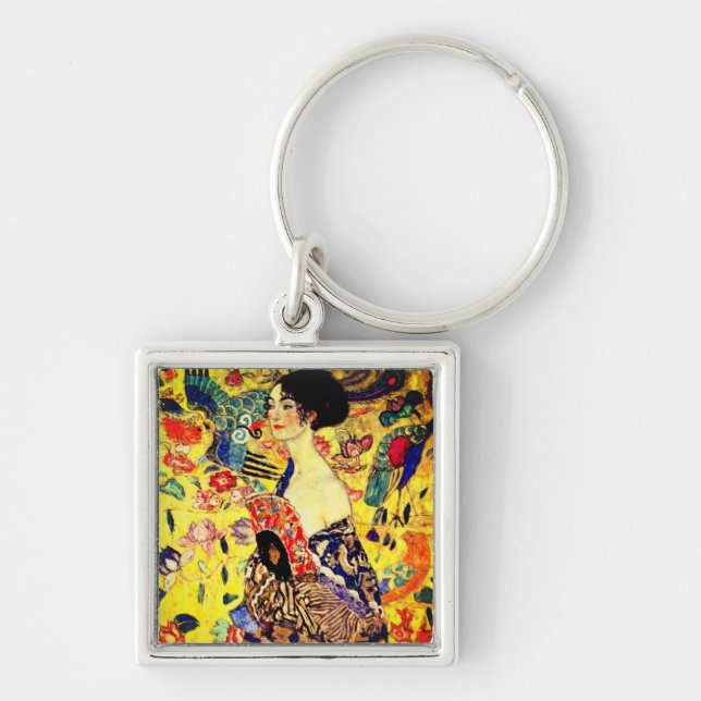 Chaveiro Gustav Klimt Lady com ventilador (Frente)