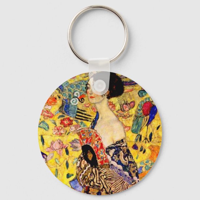 Chaveiro Gustav Klimt Lady com ventilador (Frente)