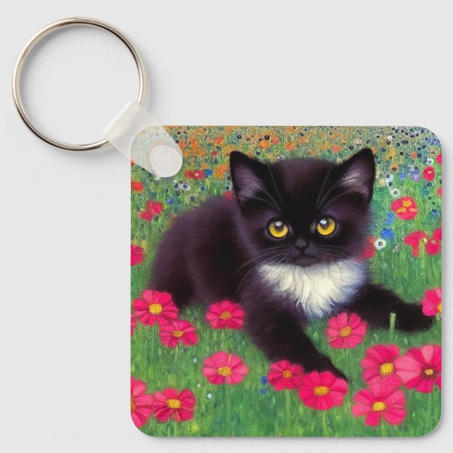 Chaveiro Gustav Klimt Tuxedo Cat (Frente)
