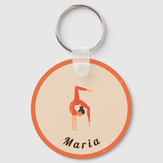 Chaveiro Gymnast Gymnastics Laranja Sparkle Tema do Esporte (Frente)