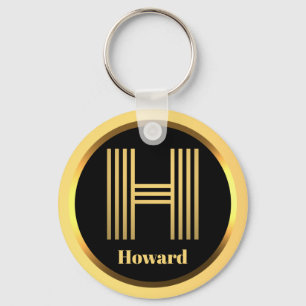 Chaveiro H Monograma Dourado Personalizado