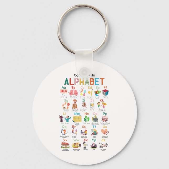 Chaveiro Habilidades Alfabeto Problemas de Saúde Mental Pro (Frente)