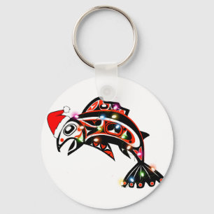 Chaveiro Haida Salmon Spirit Animal Com Luzes De Natal