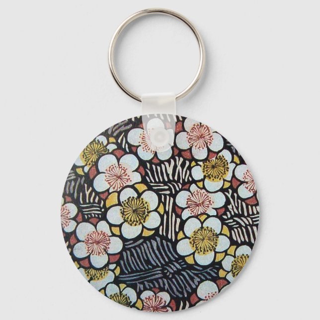 CHAVEIRO HAIKU/ PRETO BRANCO ROSA AMARELO FLORES DE PRIMAVE (Frente)