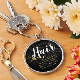 Chaveiro Hair Salon Hairstylist Tesoura Dourada Preta Moder