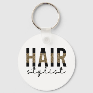 Chaveiro Hair Stylist Cheetah Typografia Hairdresser Gift