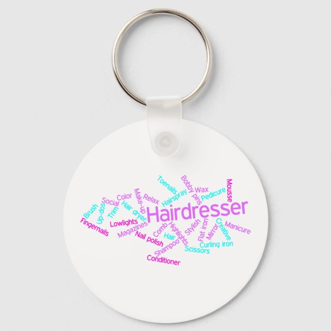 Chaveiro Hairdresser Word Cloud Keychain (Frente)