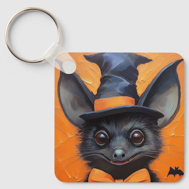 Chaveiro Halloween Bat in Witch Hat (Frente)