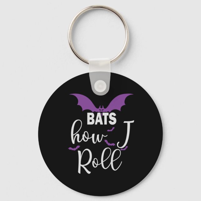 Chaveiro Halloween Bats How I Roll Birthday (Frente)