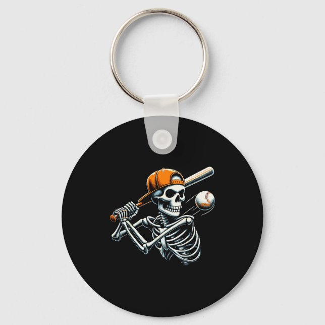 Chaveiro Halloween Boys Batting Skeleton Baseball  (Frente)