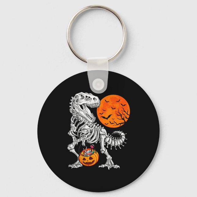 Chaveiro Halloween Boys Dinosaur Skeleton T Rex Y Pumpkin M (Frente)