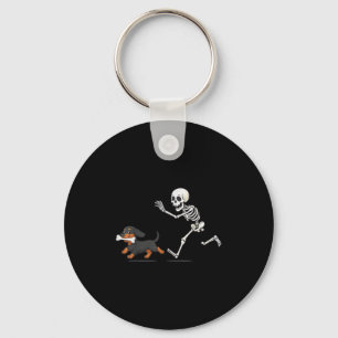 Chaveiro Halloween Dachshund Funny Skeleton Perseguindo Hom