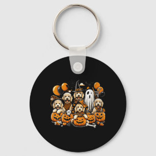 Chaveiro Halloween de Goldendoodle Fofinha de Fantasma e Br