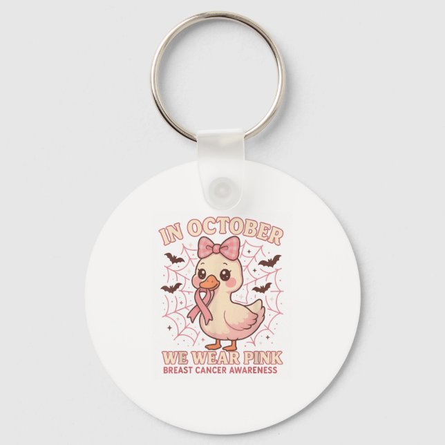 Chaveiro Halloween Em Outubro Nós Vestimos O Cancer De Mama (Frente)