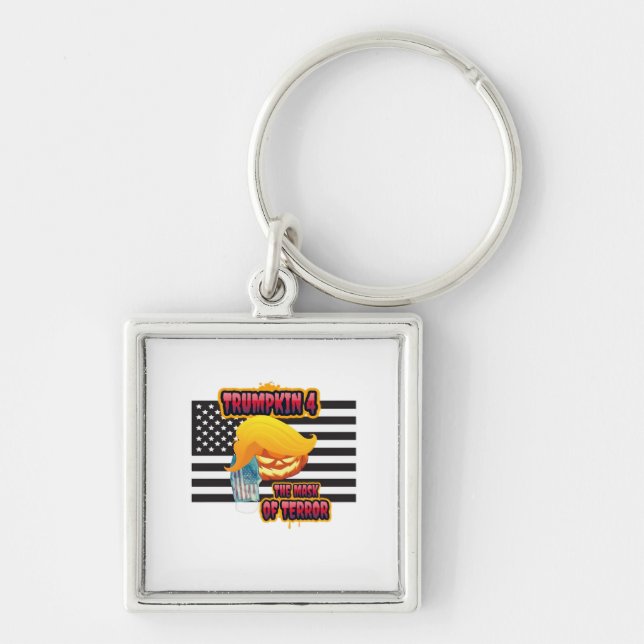 Chaveiro Halloween Engraçado Trumpkin Clássico (Frente)