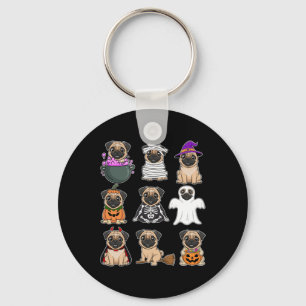 Chaveiro Halloween Figurume Spooky Ghost Pumpkin Pug Hallow