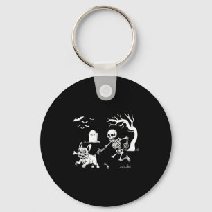 Chaveiro Halloween French Buldog, Engraçado Skeleton Dog Ha