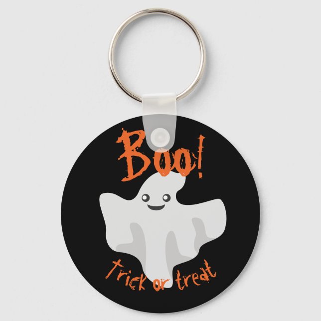 Chaveiro Halloween Ghost Boo! Trick ou Tratar Preto (Frente)