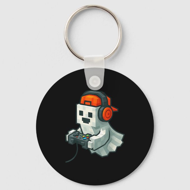 Chaveiro Halloween Ghost Gamer Encantado Vídeo de Pixel (Frente)