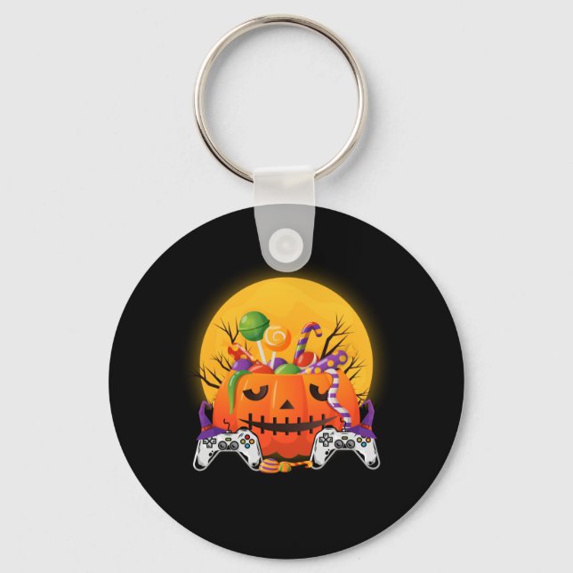 Chaveiro Halloween Jack O Lantern Gamer (Frente)
