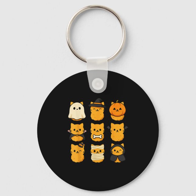 Chaveiro Halloween Kitten Nuggets Food Pun Cat Lover  (Frente)