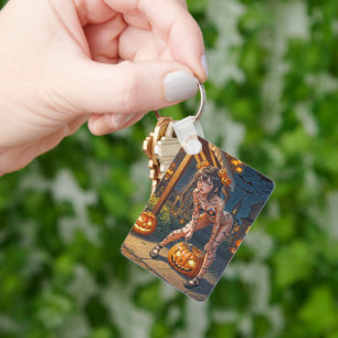 Chaveiro Halloween Monster Jack-o-Lanterna e Bat Vixen Girl