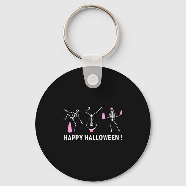 Chaveiro Halloween Montessori Teacher Skeleton Dancing Educ (Frente)