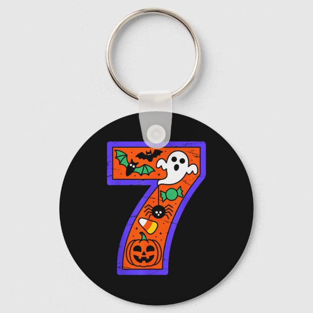 Chaveiro Halloween Number 7 Birthday Pumpkin Ghost Sder Can (Frente)