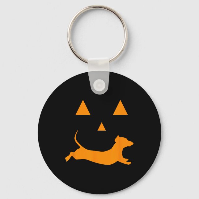 Chaveiro Halloween Pumpkin Dachshund Jack-o-lantern Costume (Frente)