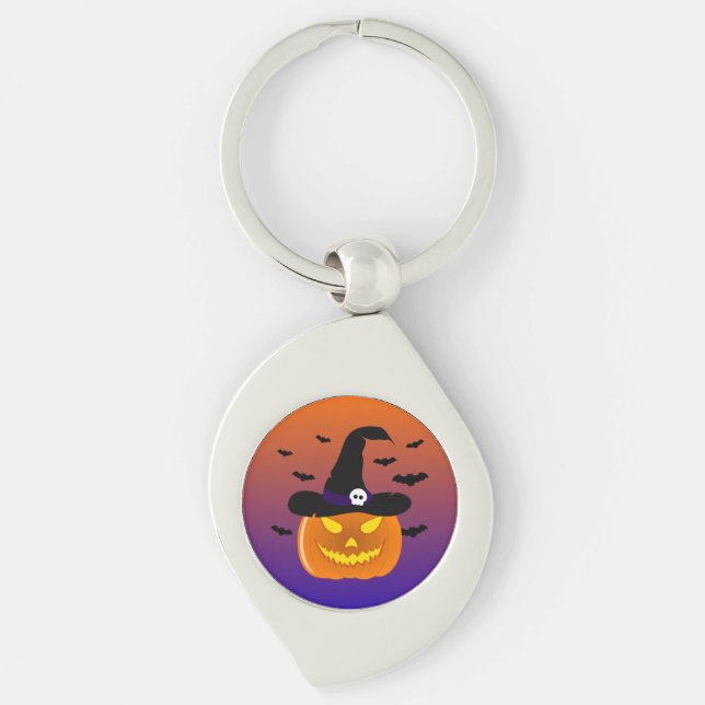 Chaveiro Halloween Pumpkin Jack o’ Lantern Withat (Frente)