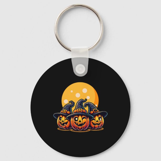 Chaveiro Halloween Pumpkin Threefold Witch Hat Tee Kids (Frente)