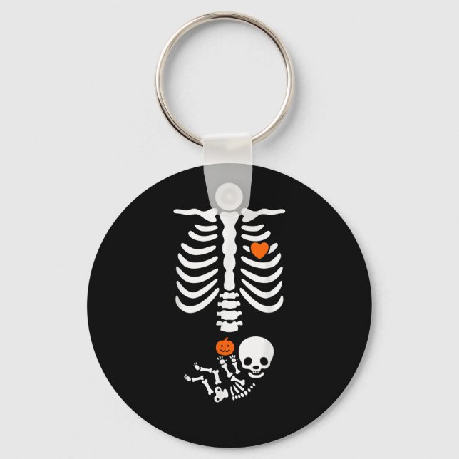 Chaveiro Halloween Skeleton Baby Rib Cage Pregnant Pumpkin  (Frente)