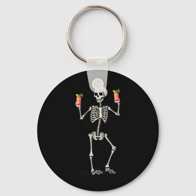Chaveiro Halloween Skeleton Bebendo Bloody Mary Tail (Frente)