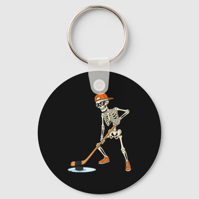 Chaveiro Halloween Skeleton Funny Hockey For Boys Teens Men (Frente)
