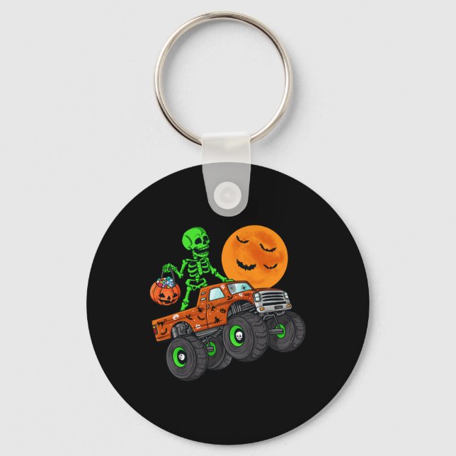 Chaveiro Halloween Skeleton Riding Monster Truck Toddler Bo (Frente)