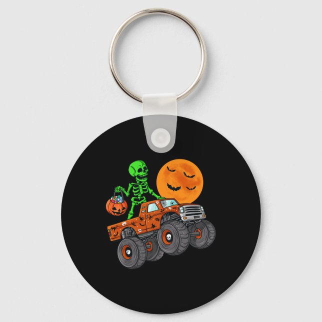 Chaveiro Halloween Skeleton Riding Monster Truck Toddler Bo (Frente)