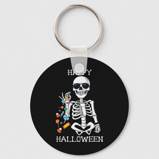 Chaveiro Halloween Skeleton Salgando Diversão de Doces (Frente)