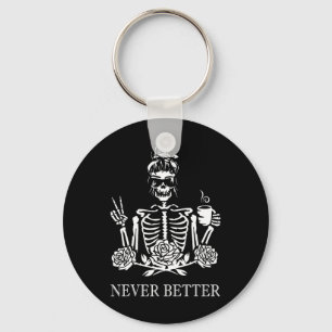 Chaveiro Halloween Skeleton Skeleton Mulheres Bebendo Café