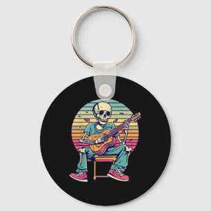 Chaveiro Halloween Skeleton Tocando Guitarra Rock E Roll E