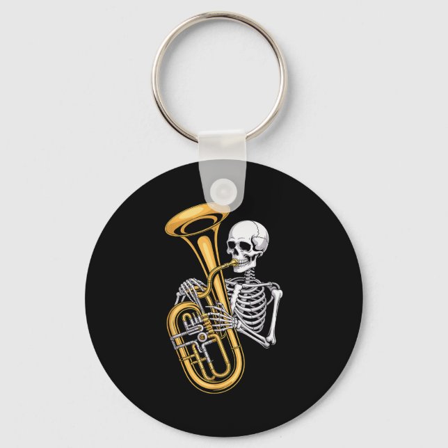 Chaveiro Halloween Skeleton Tuba Tubist  (Frente)