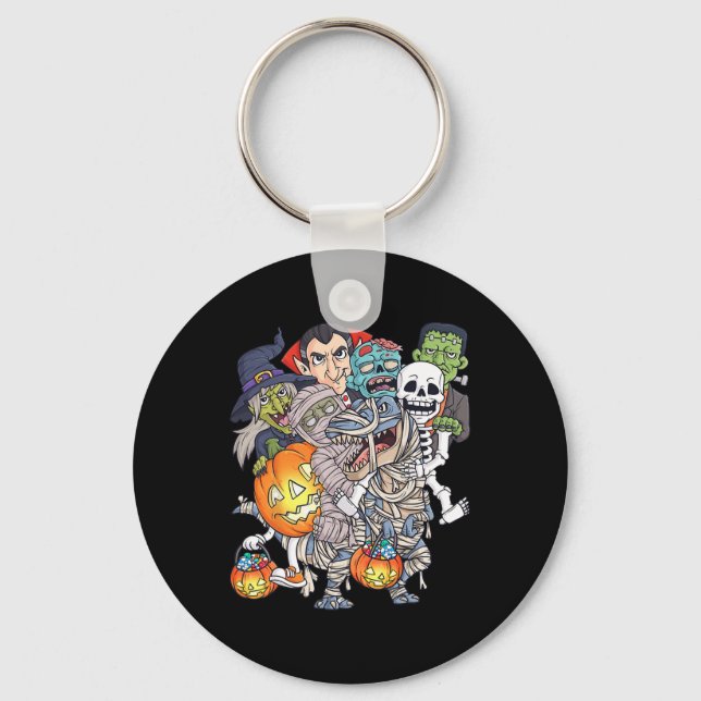 Chaveiro Halloween Skeleton Zombie Andando Mummy T Rex Engr (Frente)
