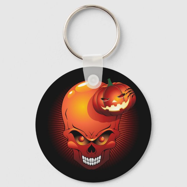 Chaveiro Halloween Skull e Pumpkin (Frente)