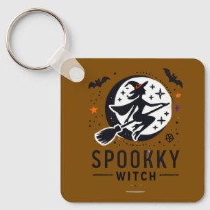 Chaveiro Halloween Spooky Witch Design - Voando na Broom