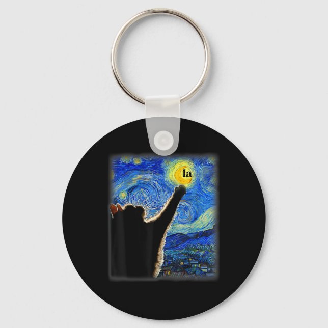 Chaveiro Halloween Starry Night Black Cat Comma La Kamala (Frente)