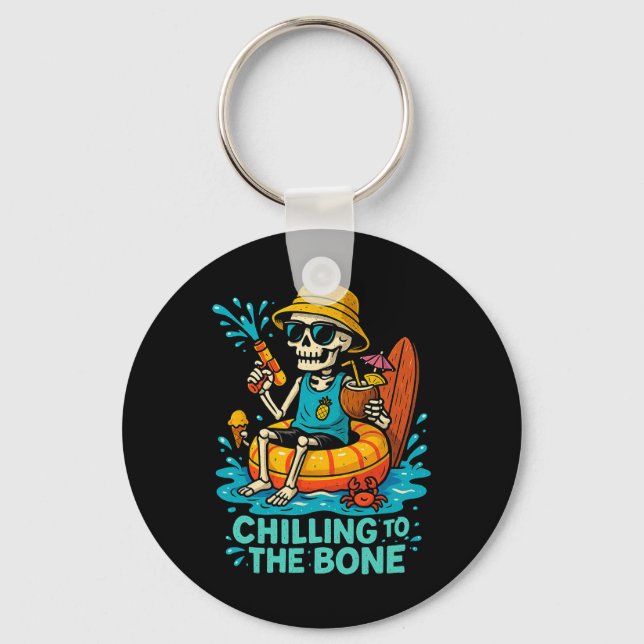 Chaveiro Halloween Summer Chilting To Bone Skeleton Flo (Frente)