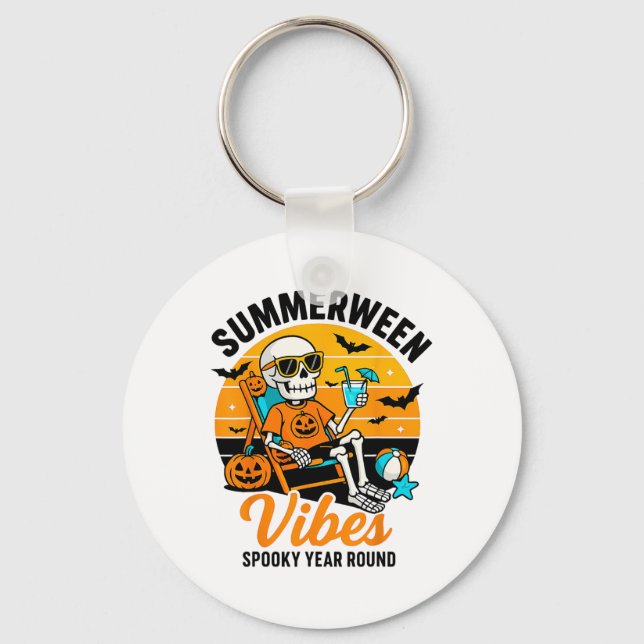 Chaveiro Halloween Summer Ween Vibes Spookey Skeleton Float (Frente)