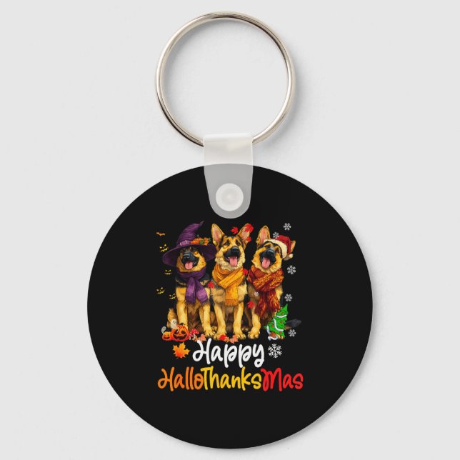 Chaveiro Halloween Thanksgiving Christmas German Shepherd D (Frente)