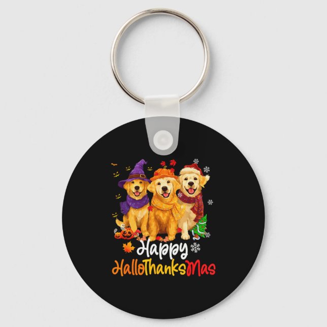 Chaveiro Halloween Thanksgiving Christmas Golden Retriever  (Frente)